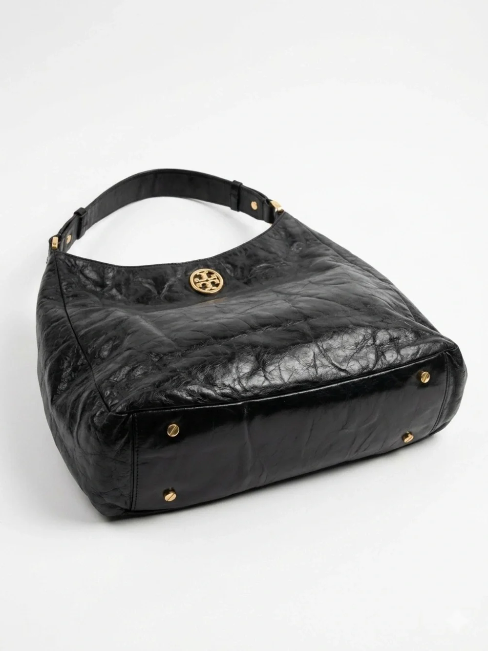 TORY BURCH DENA HOBO BLACK LEATHER Y2K indie sleeve slouchy shoulder bag